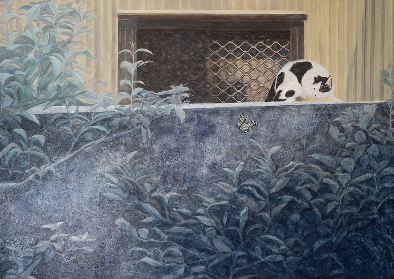 Postcard | Cats playing and butterflies flitting about